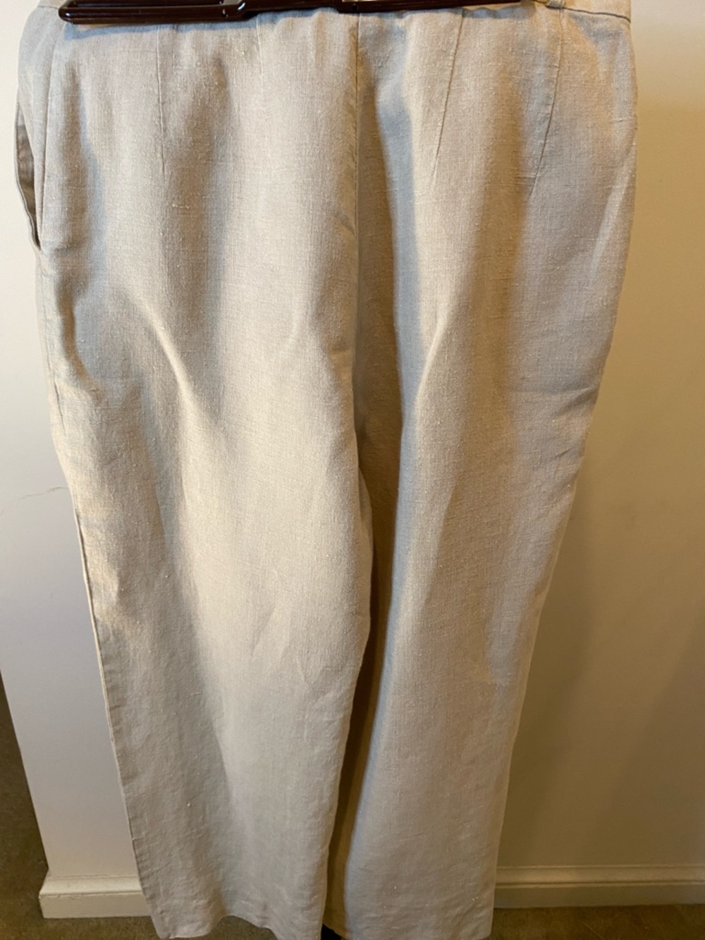 Willi Smith  Cream Linen-Blend Straight Crop Pants